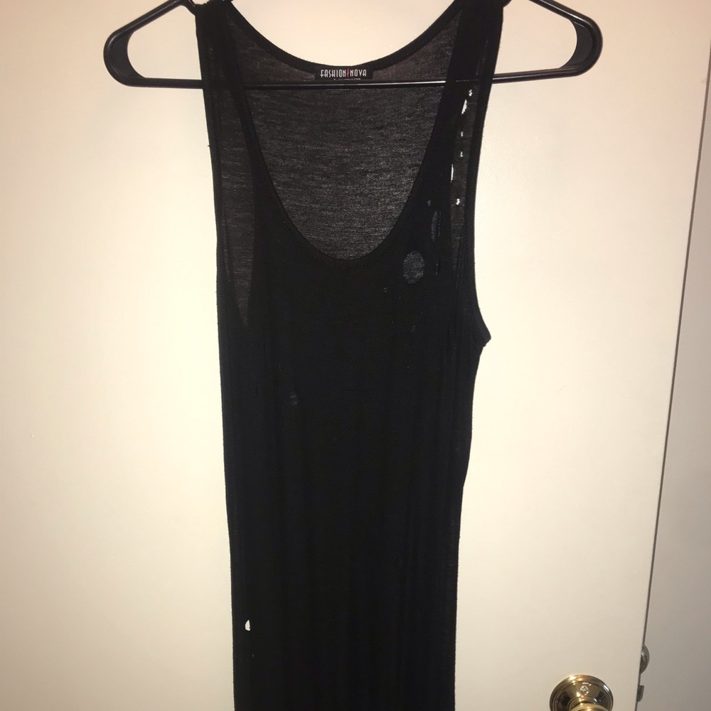 Black Ripped Tank Top Cover Up